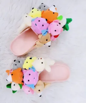 GRETTA95 - PINK STUFFED ANIMAL SLIPPERS