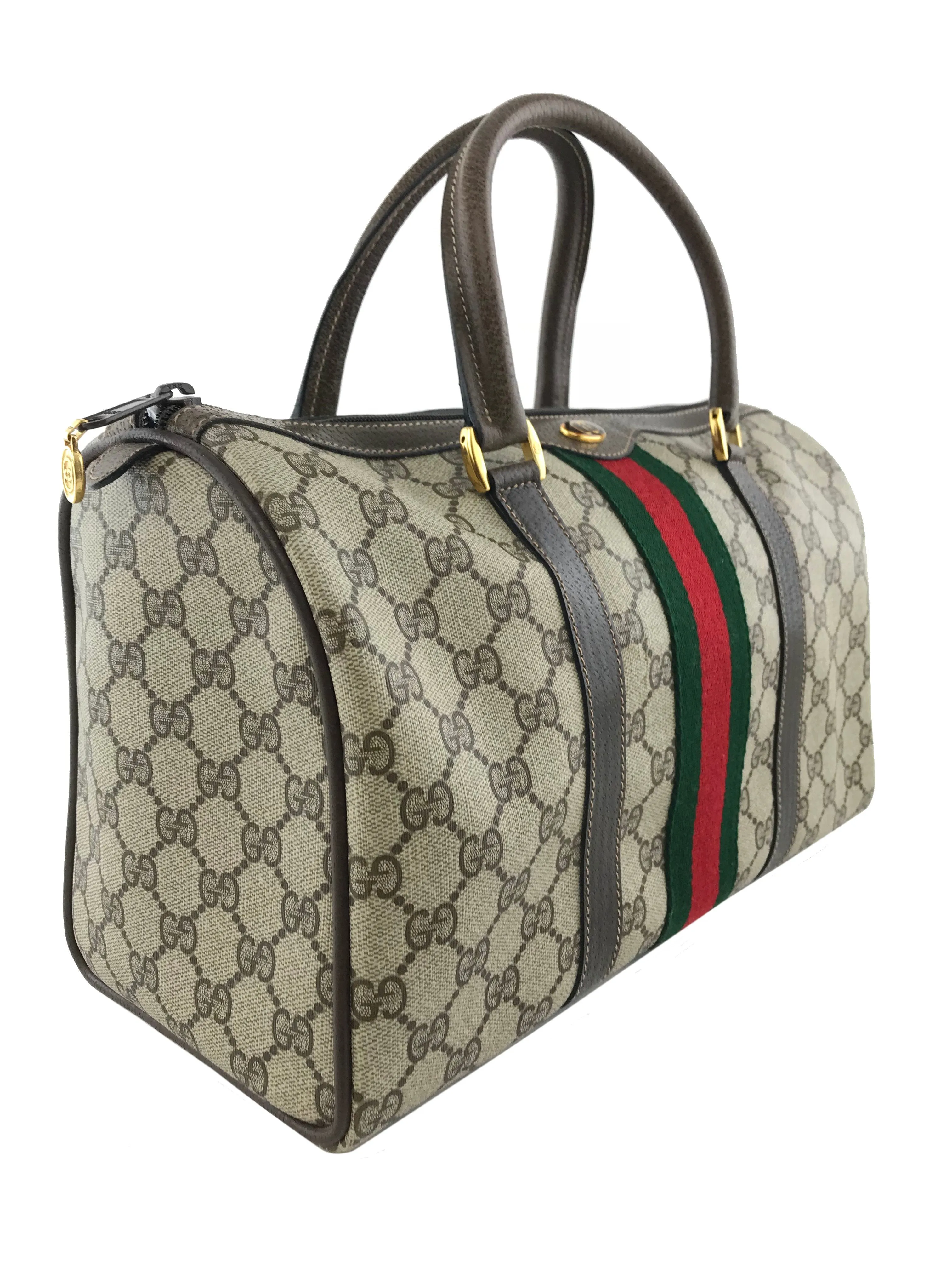 Gucci Monogram Boston Web Medium Satchel Bag