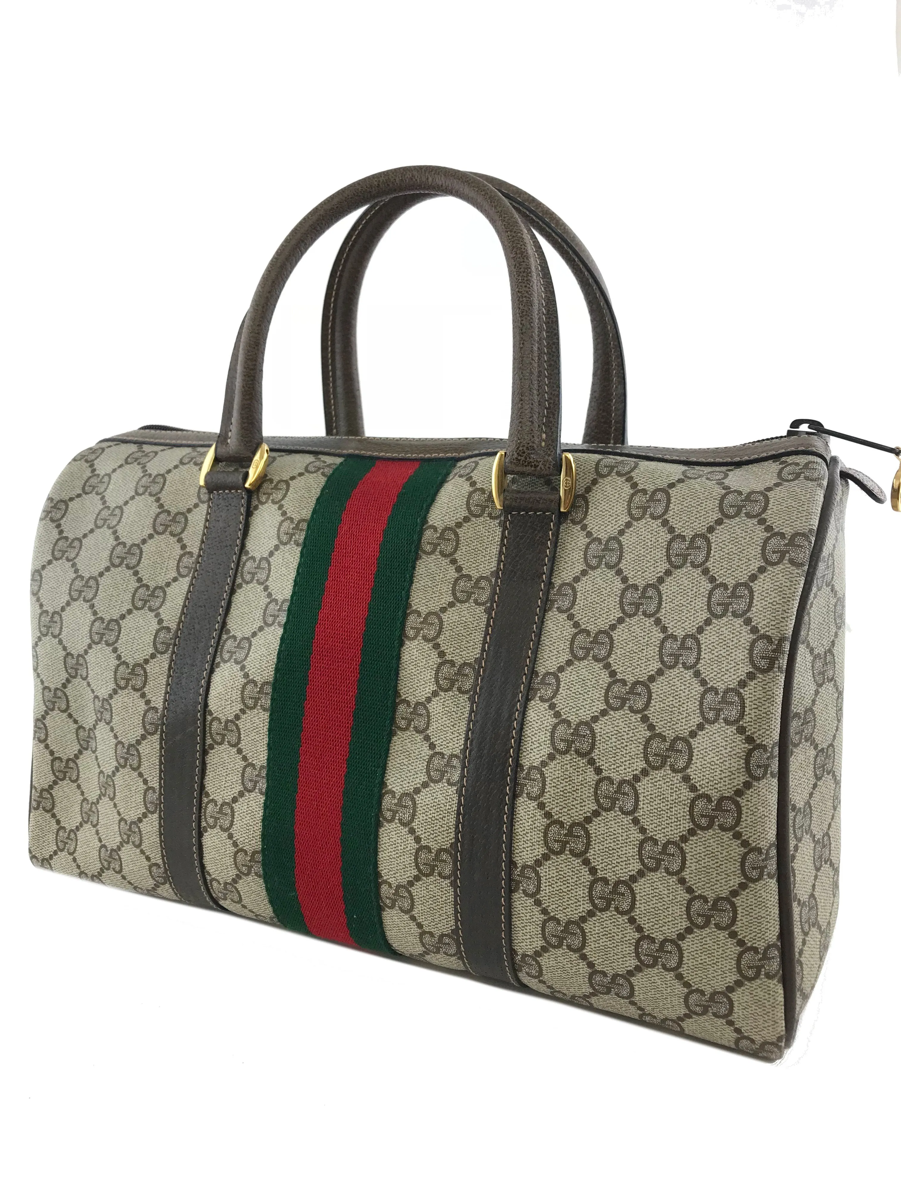 Gucci Monogram Boston Web Medium Satchel Bag