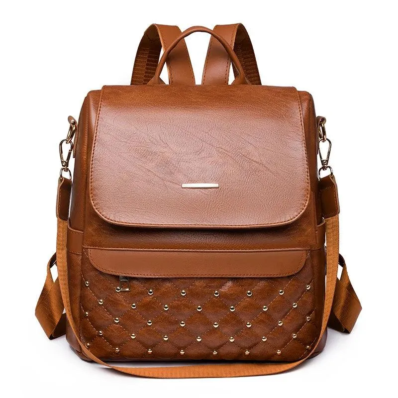 GZ235 Fashion Soft Leather Cool Backpack for Teenage Girls School