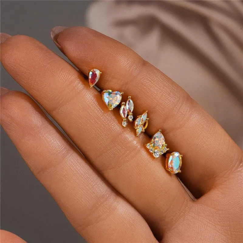 Heart Opal Flat Back Earrings