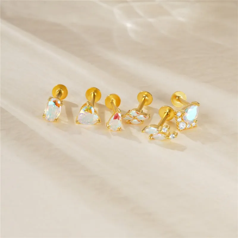 Heart Opal Flat Back Earrings