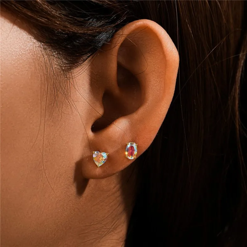 Heart Opal Flat Back Earrings