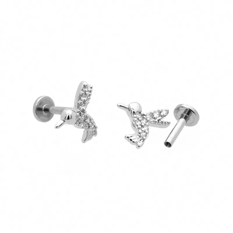 Hummingbird Top Internally Threaded Flat Back Stud