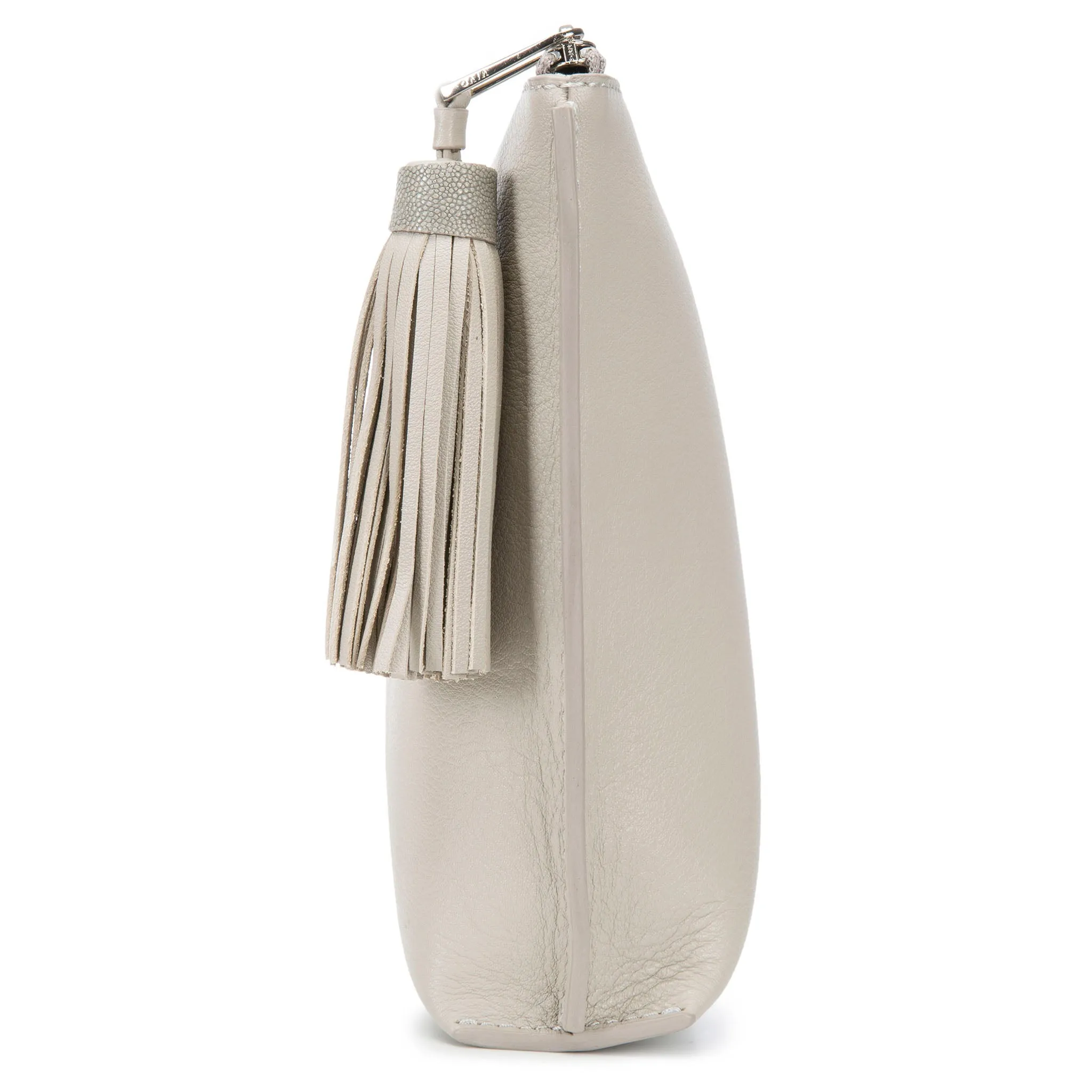 Jen Leather Zip Pouch with Tassel