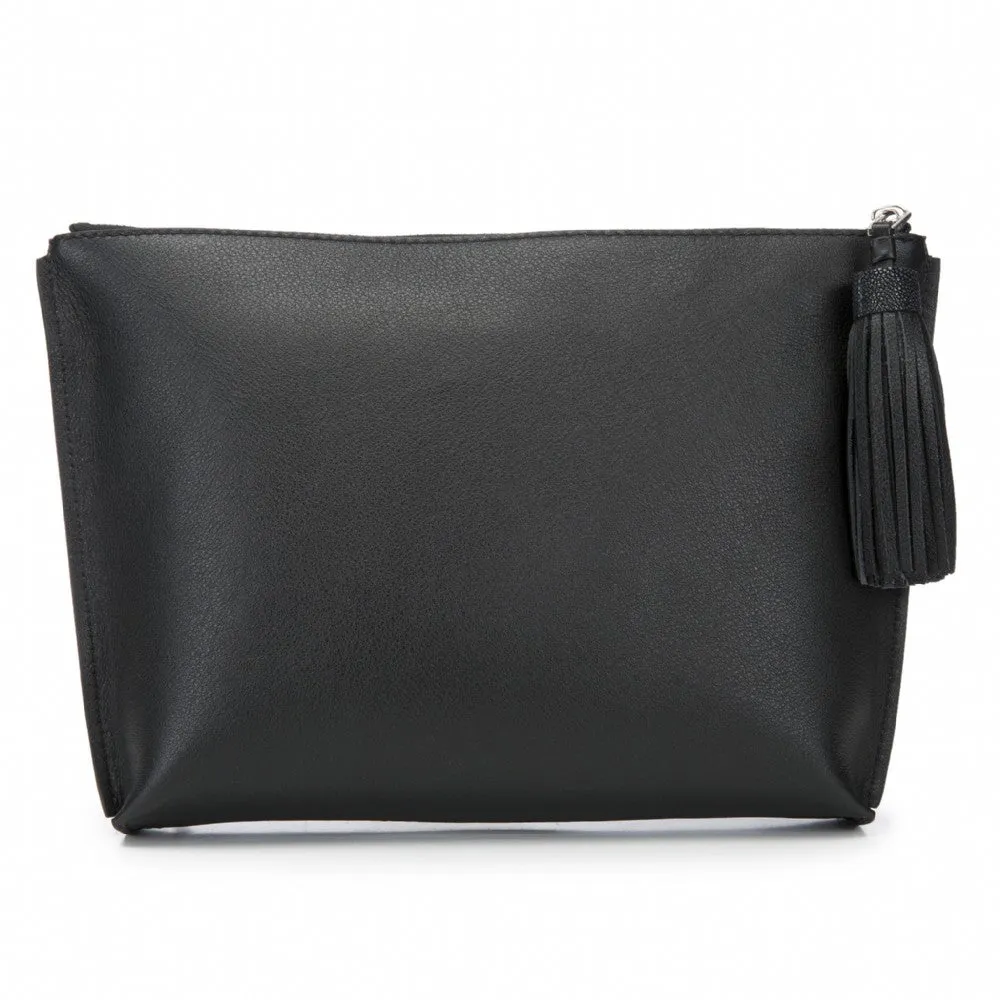 Jen Leather Zip Pouch with Tassel