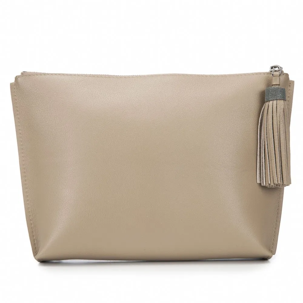 Jen Leather Zip Pouch with Tassel