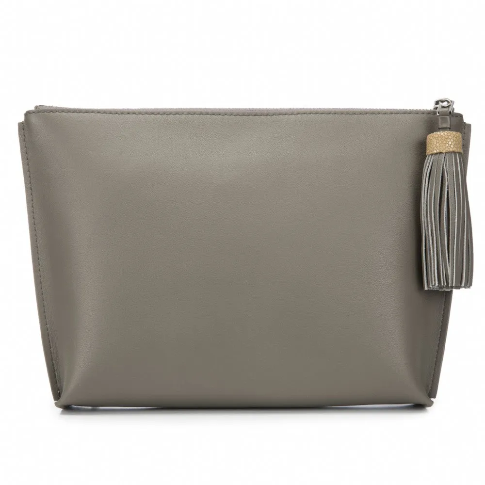 Jen Leather Zip Pouch with Tassel