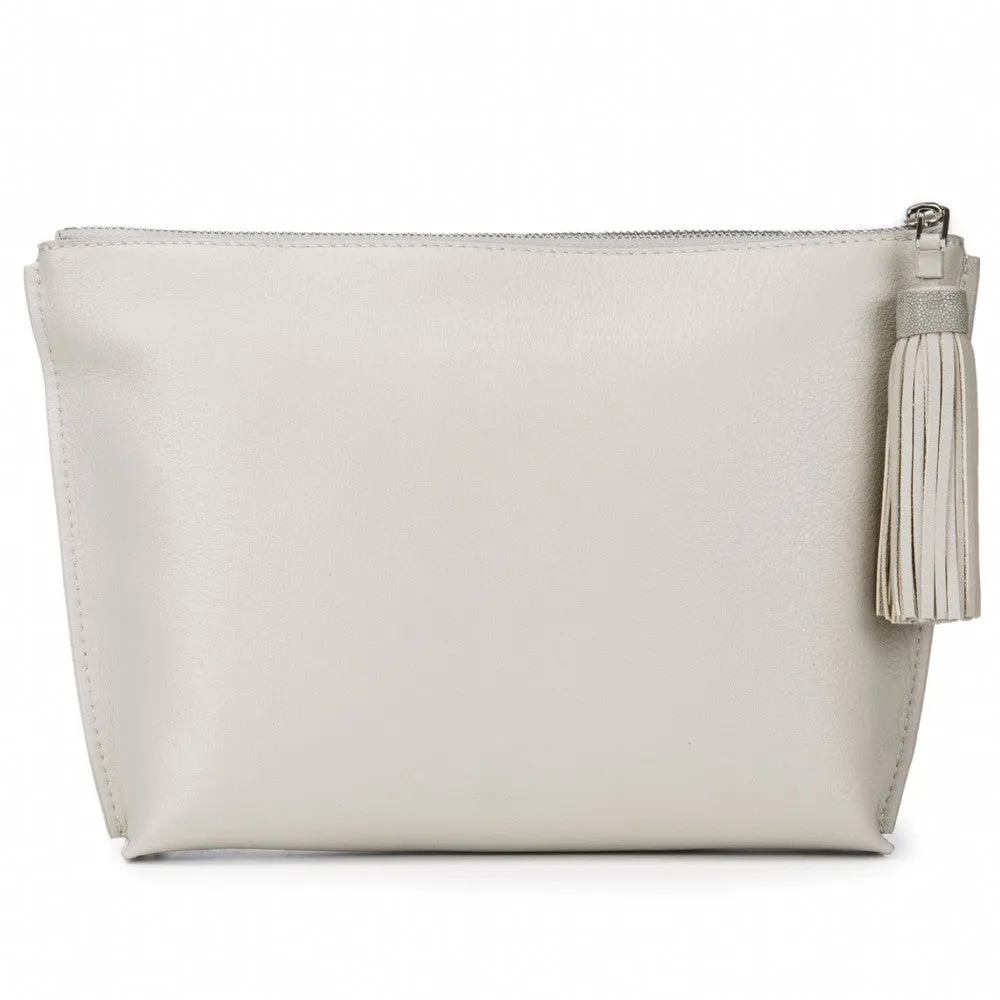 Jen Leather Zip Pouch with Tassel