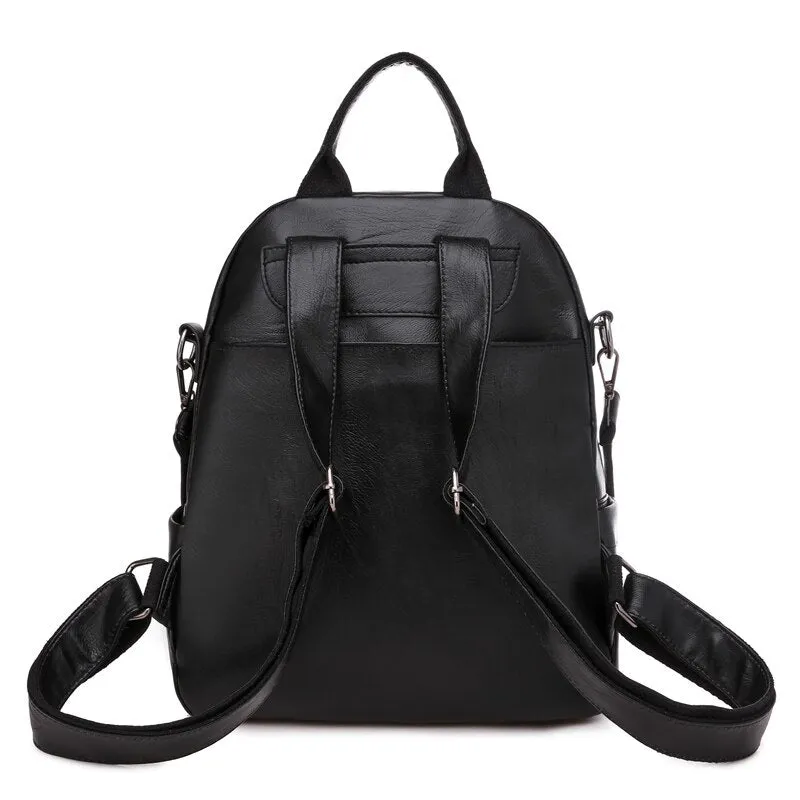 Large Capacity Casual Rivet PU Leather Shoulder Bag, School Bag, and Travel Backpack