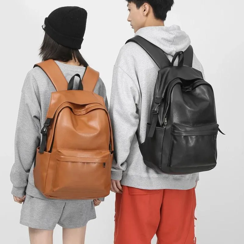 Large Capacity GZ215 Leather Cool Backpack - Ideal for Travel, School, and College