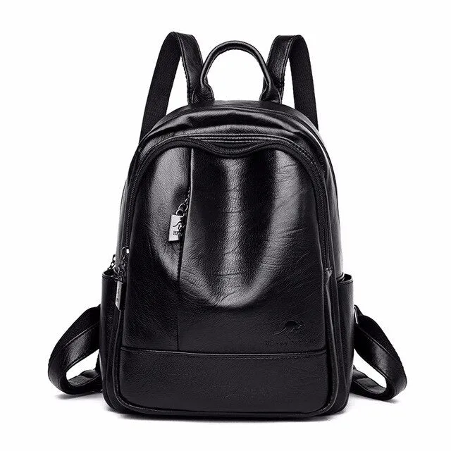 Large Capacity Leather School Bag and Travel Backpack