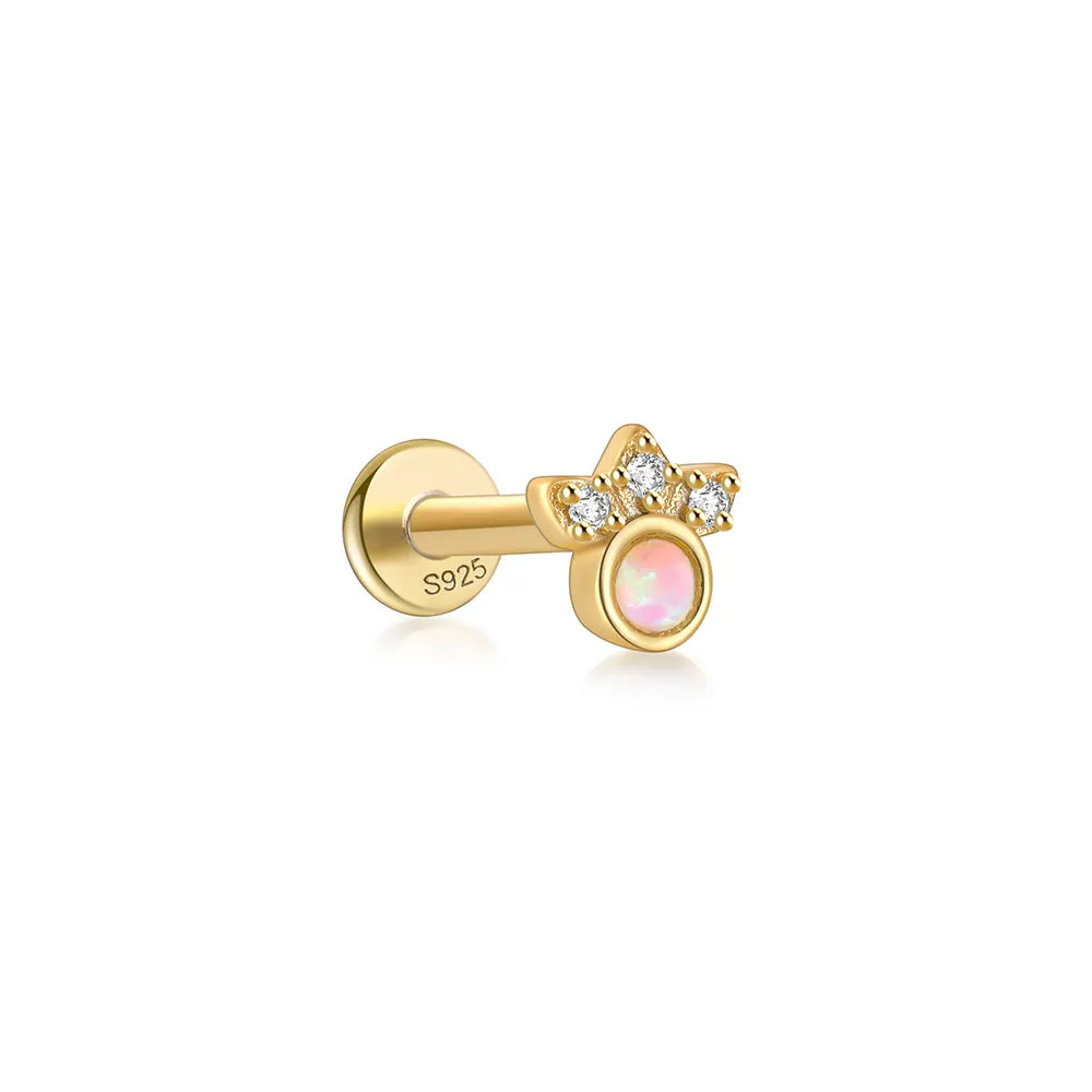 Little Paw Opal Labret Piercing Stud