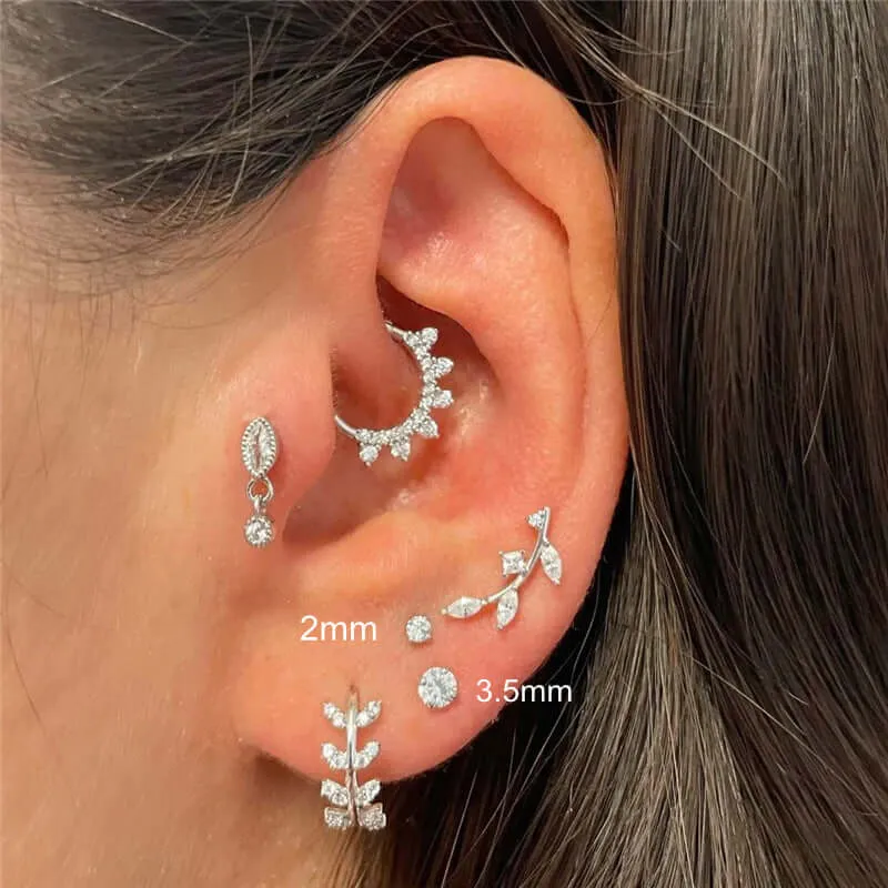 Love Flat Back 4 Claw CZ Diamond Stud Earrings