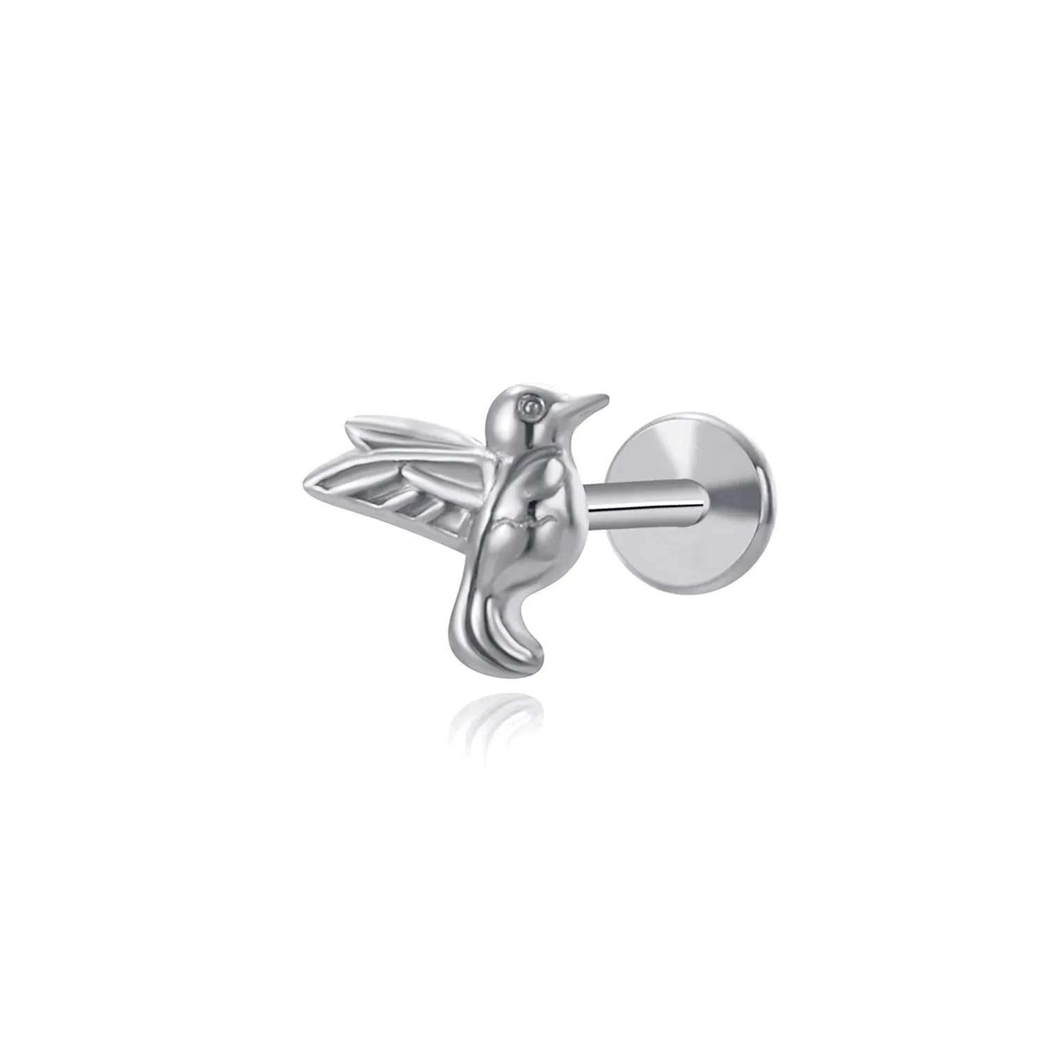 Mini Spring Bird Flat Back Stud Earring (18G)