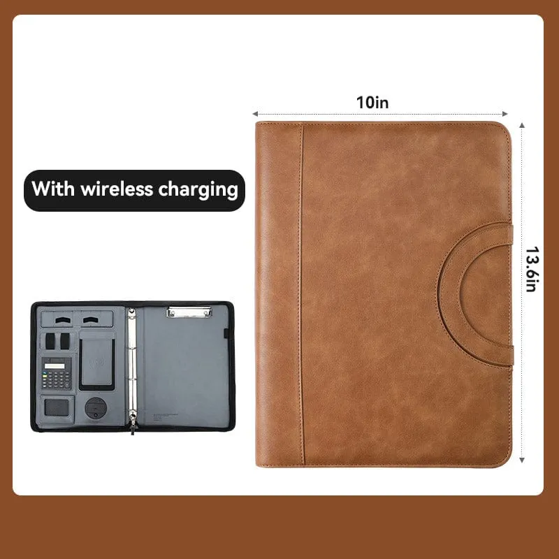 Multifunction Leather Notebook Briefcase with phone charger