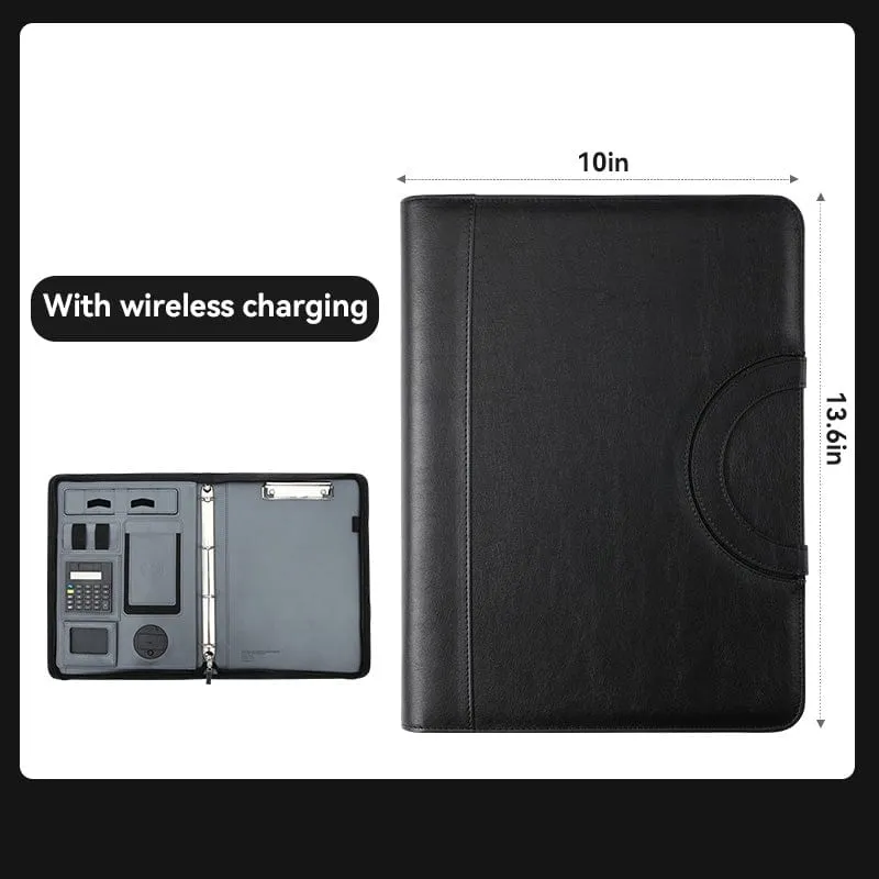 Multifunction Leather Notebook Briefcase with phone charger