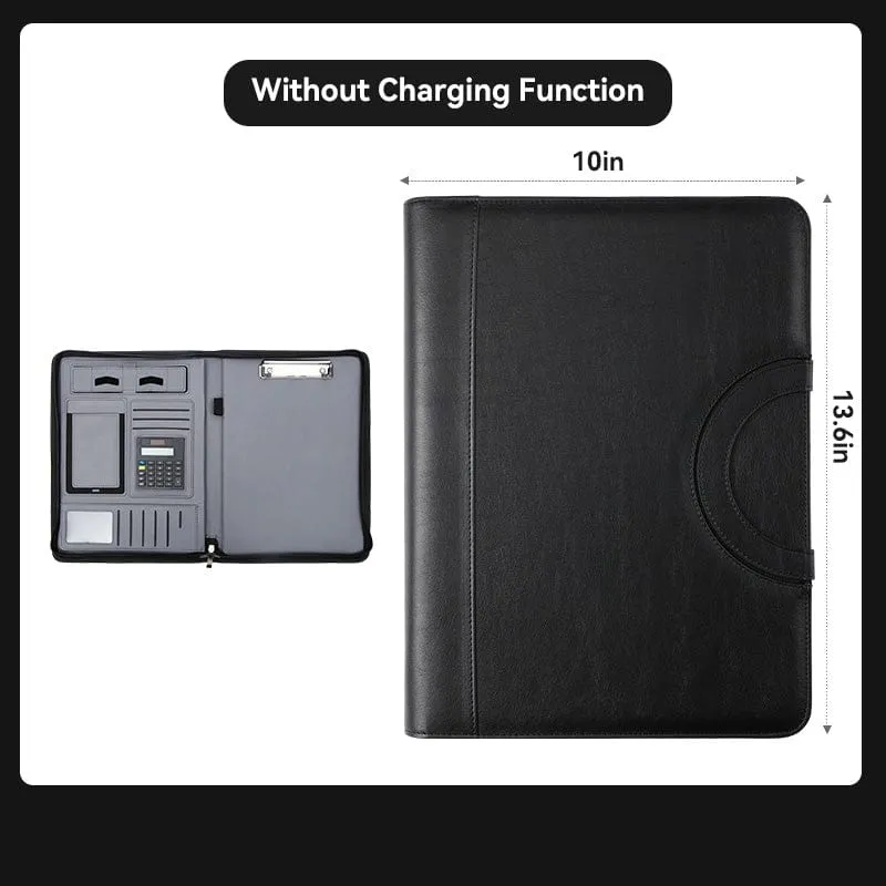 Multifunction Leather Notebook Briefcase with phone charger