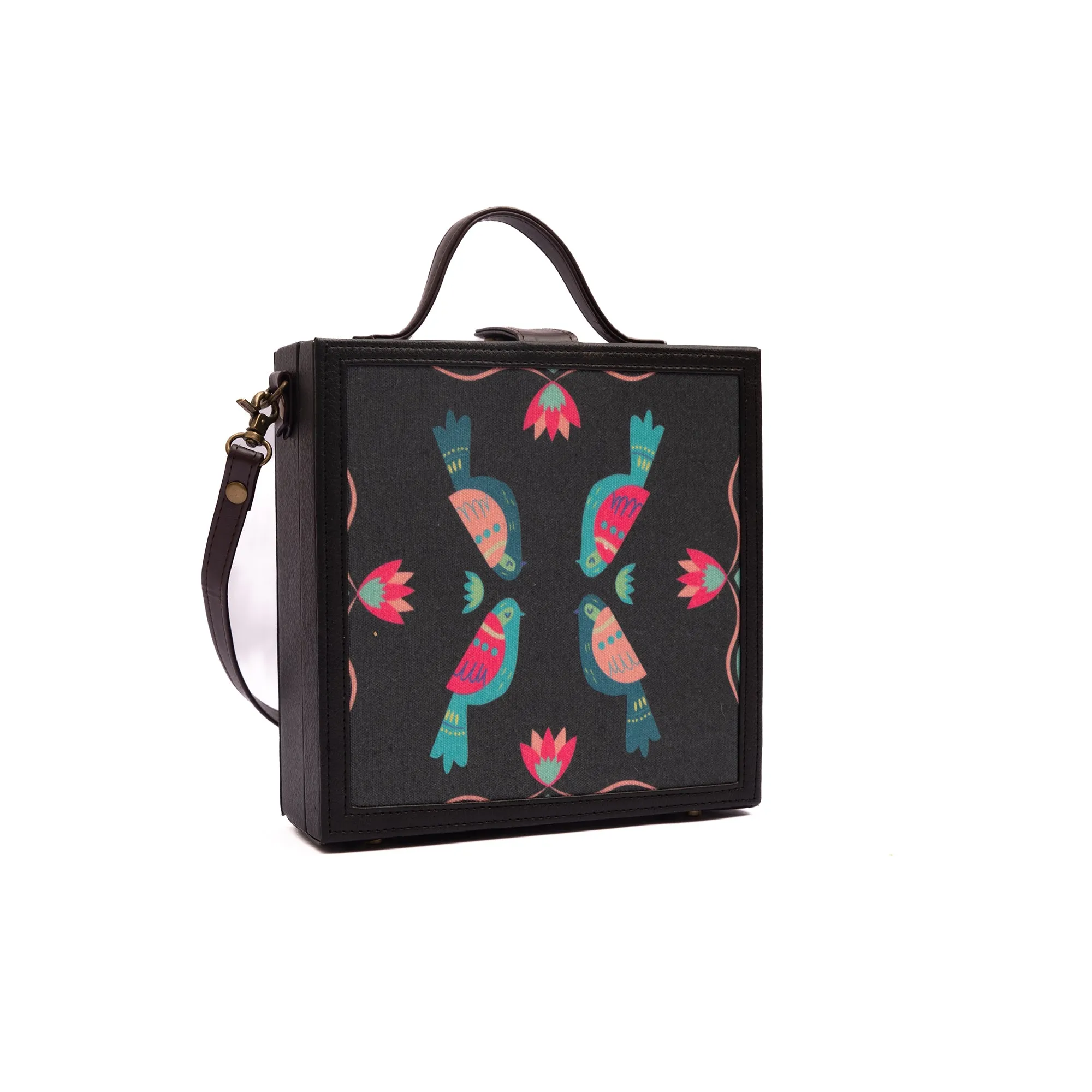 Peacock printed women briefcase bag