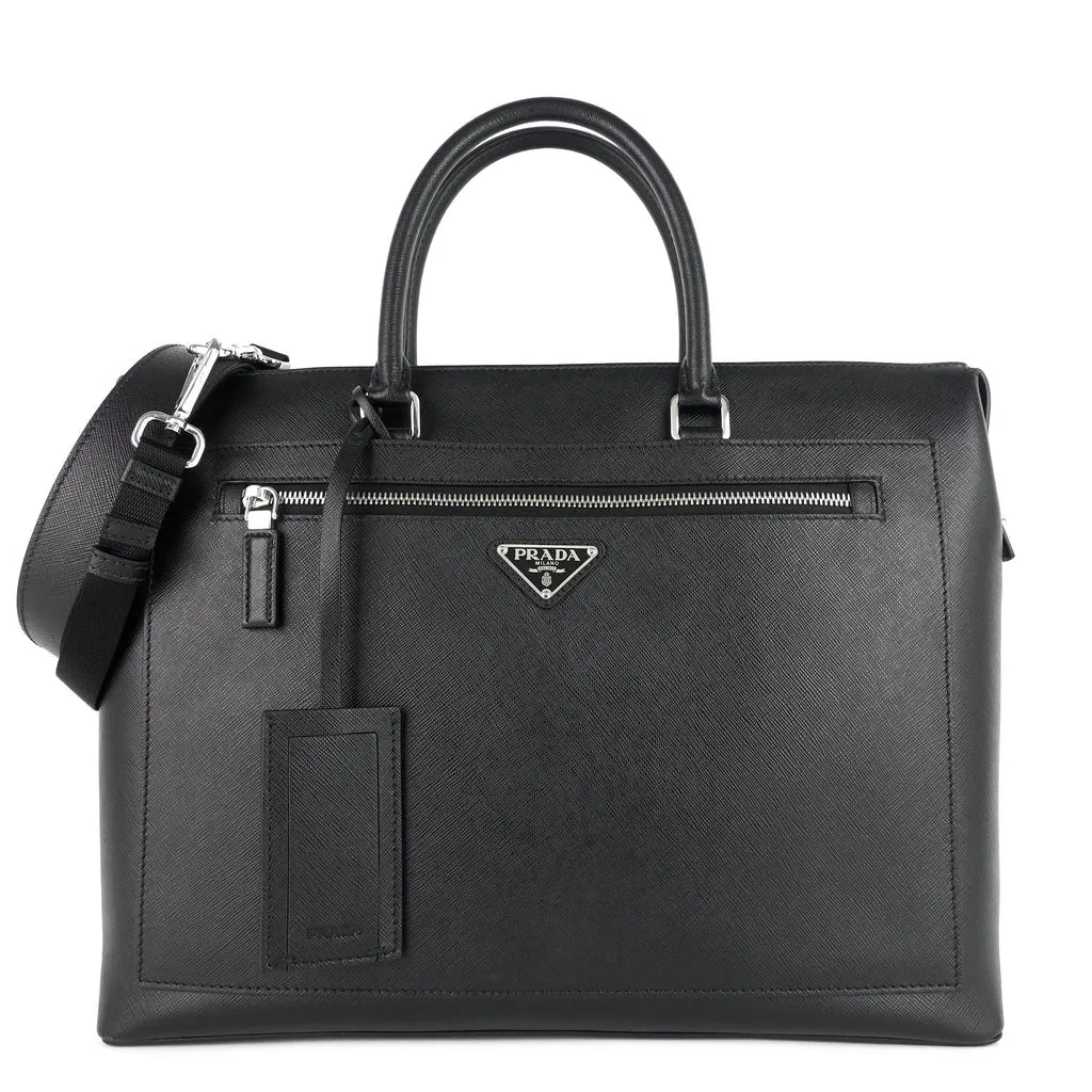 Prada Black Saffiano Leather Briefcase Bag