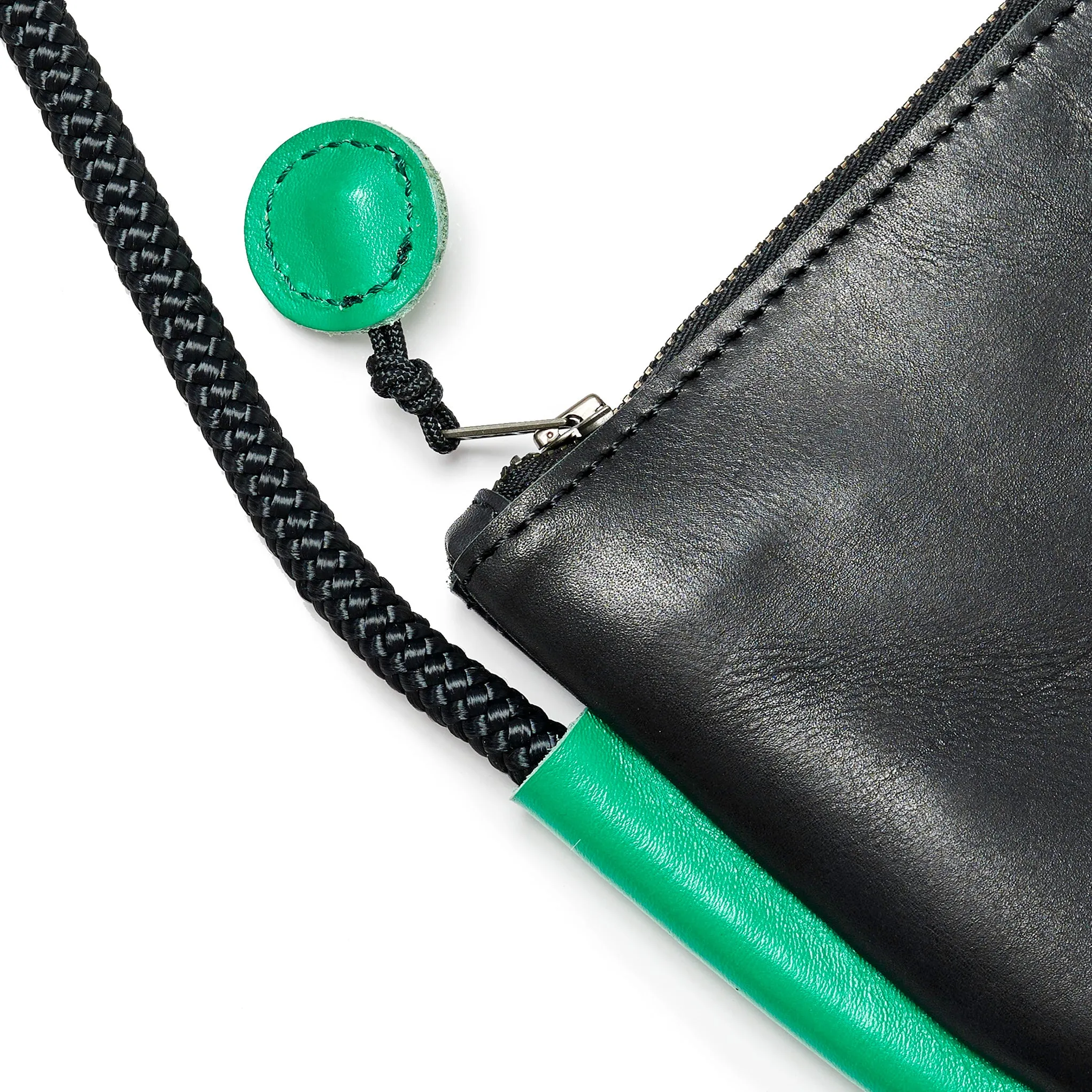 Project Dyad || Bag - Black / Lawn Green Adjustable Rope Strap Inner small pocket Selene Zipper Bag