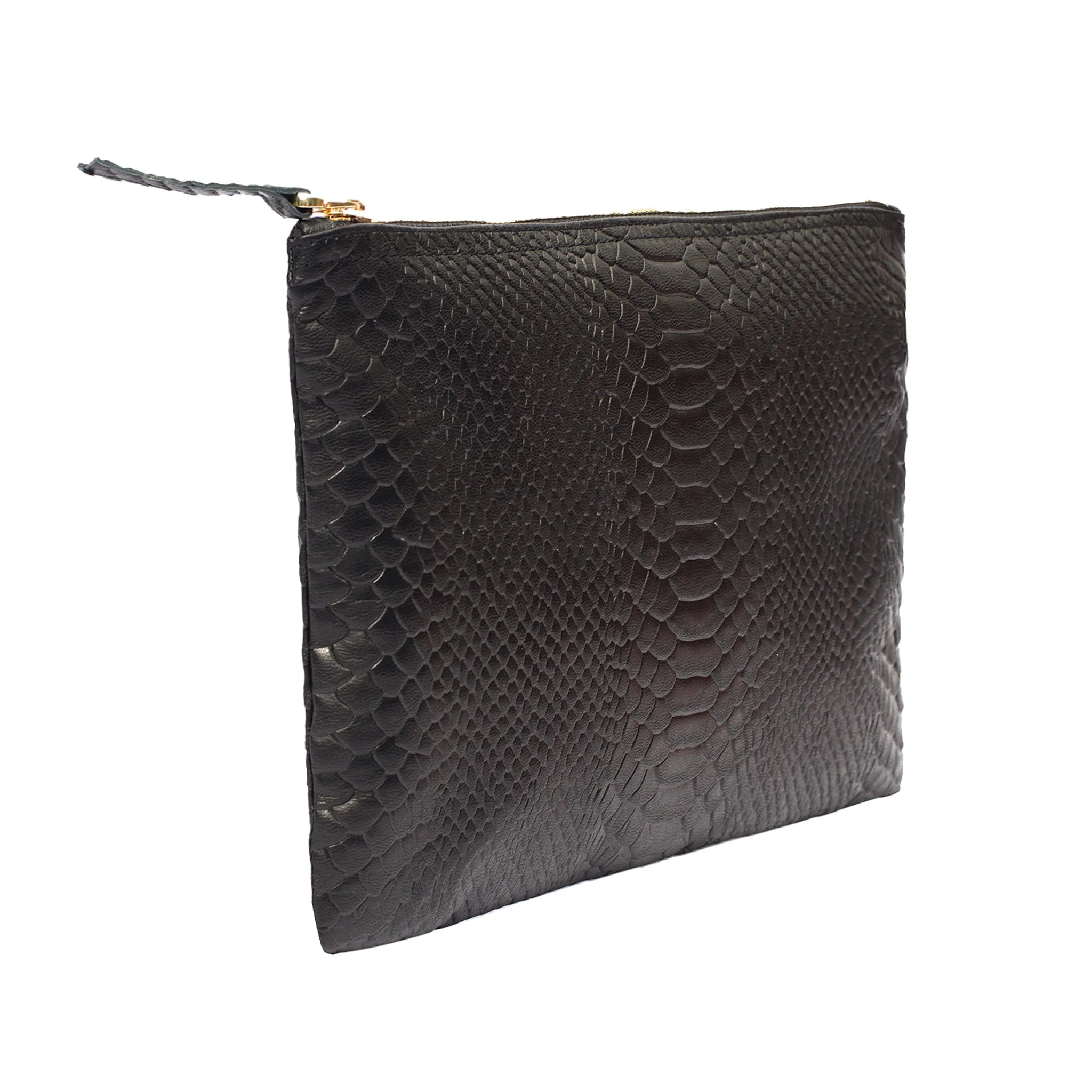 Python Embossed- Flat Wallet Clutch-Black