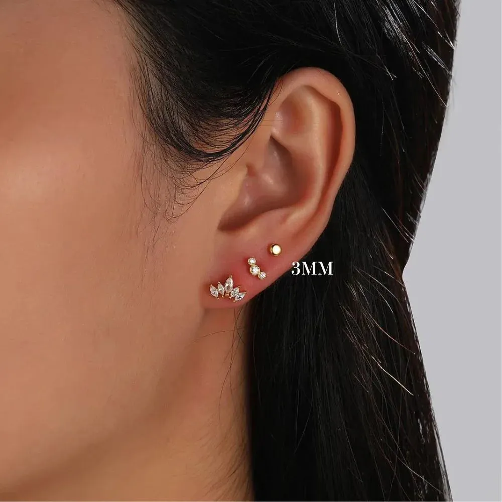 Round Disc Flat Back Piercing Stud (18G)