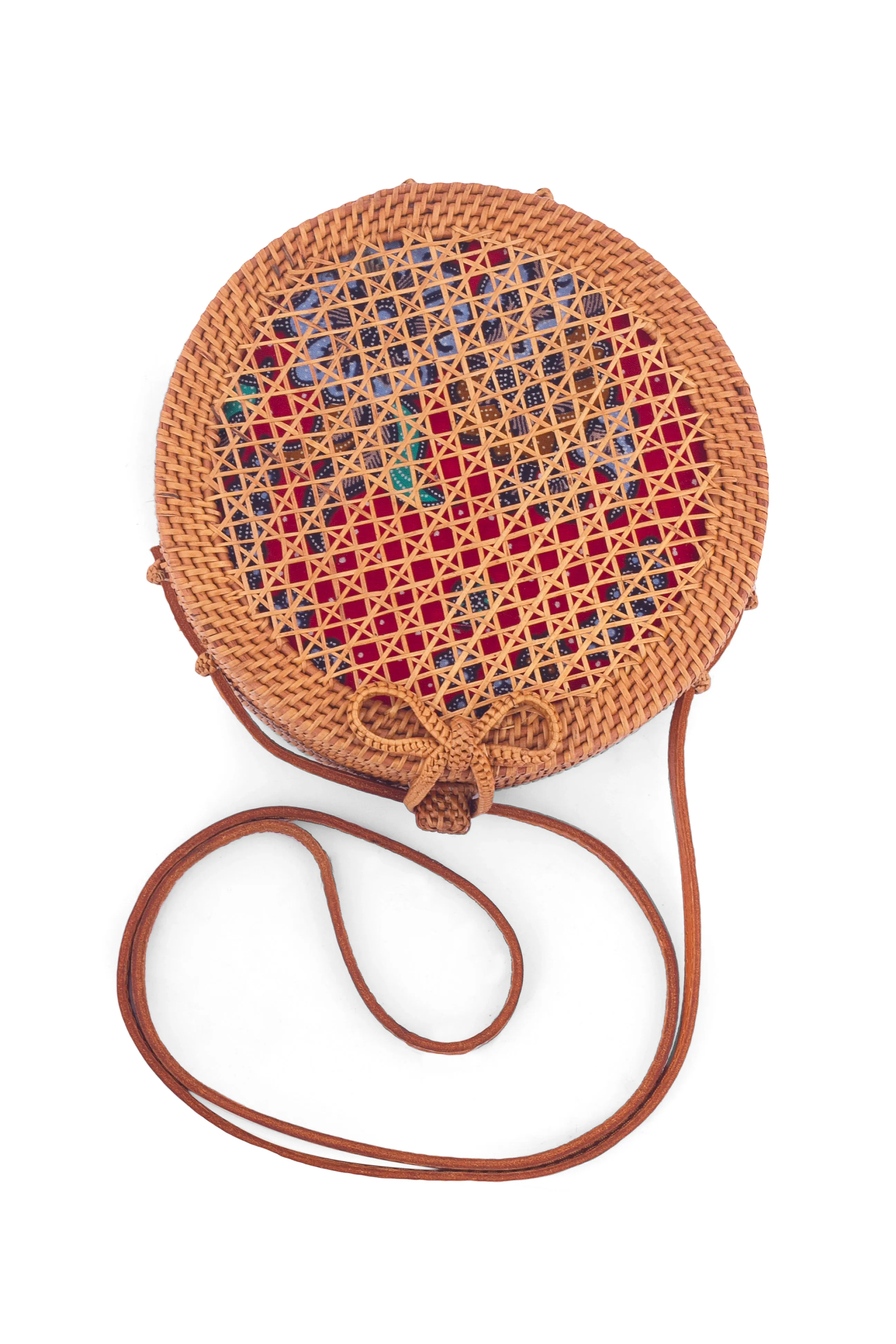 Round Mesh Rattan Bali Crossbody Shoulder Bag