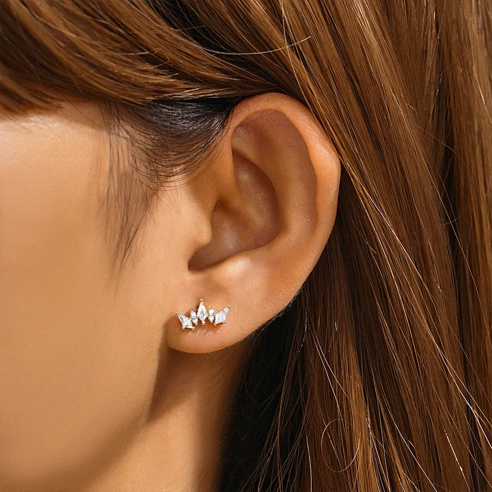 S925 Sterling Silver Mini Crown Flat Back Earrings