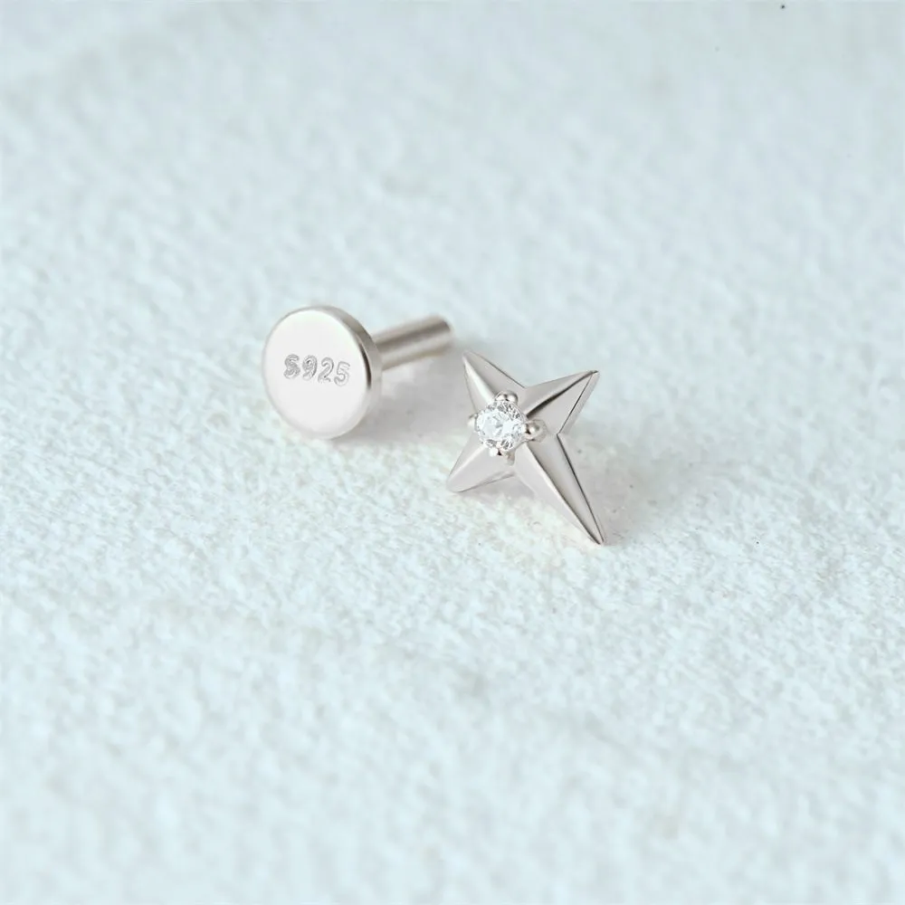 Shining Stars CZ Diamonds Flat Back Earrings