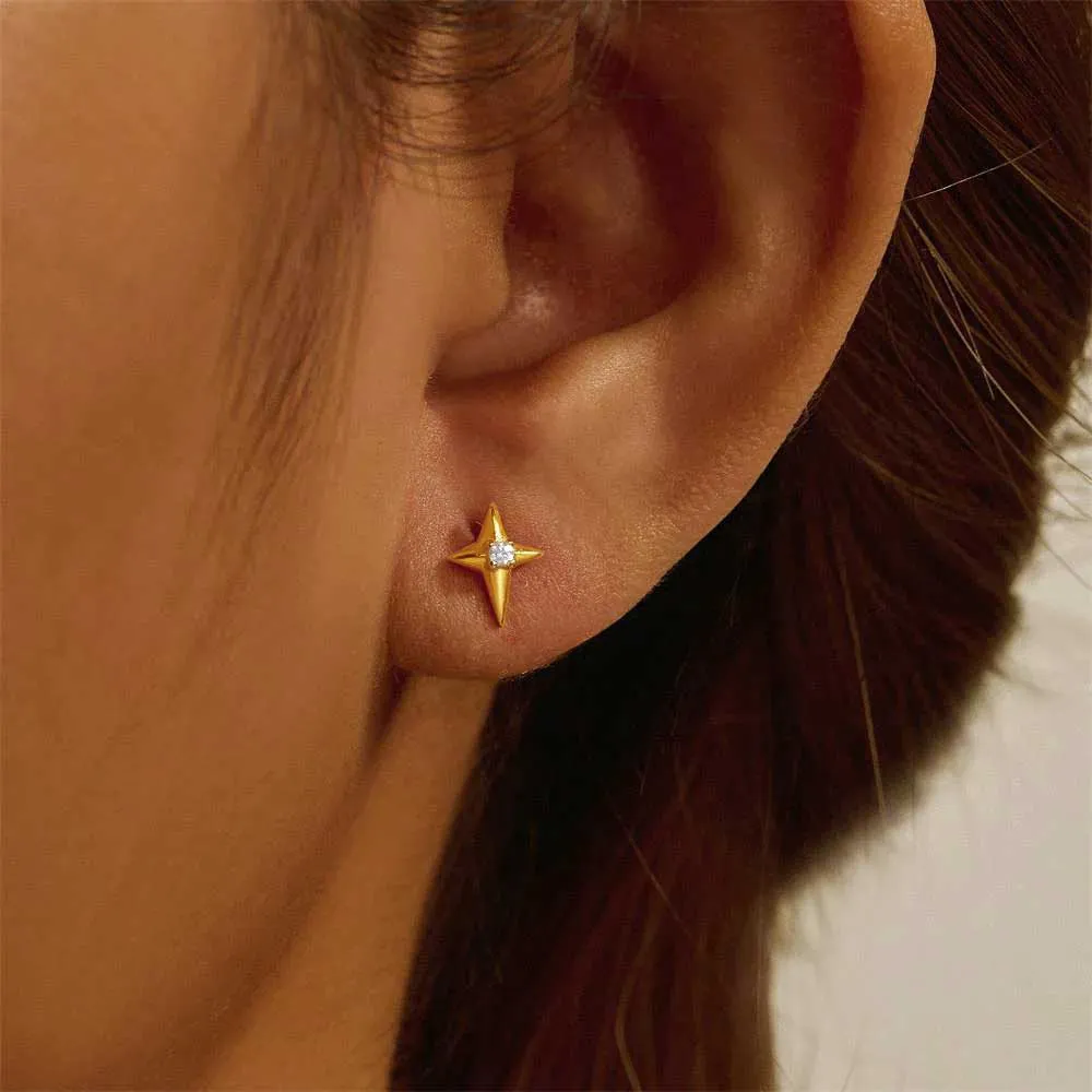 Shining Stars CZ Diamonds Flat Back Earrings