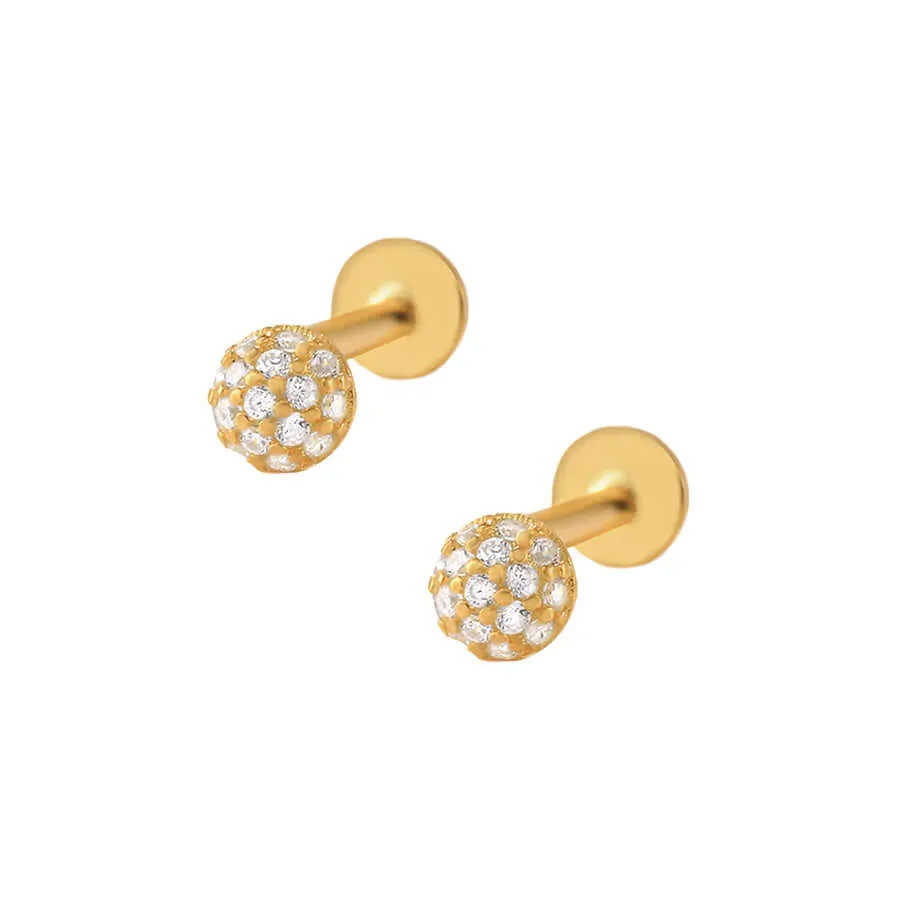 Simple Balls with Diamonds Flat Back Earrings