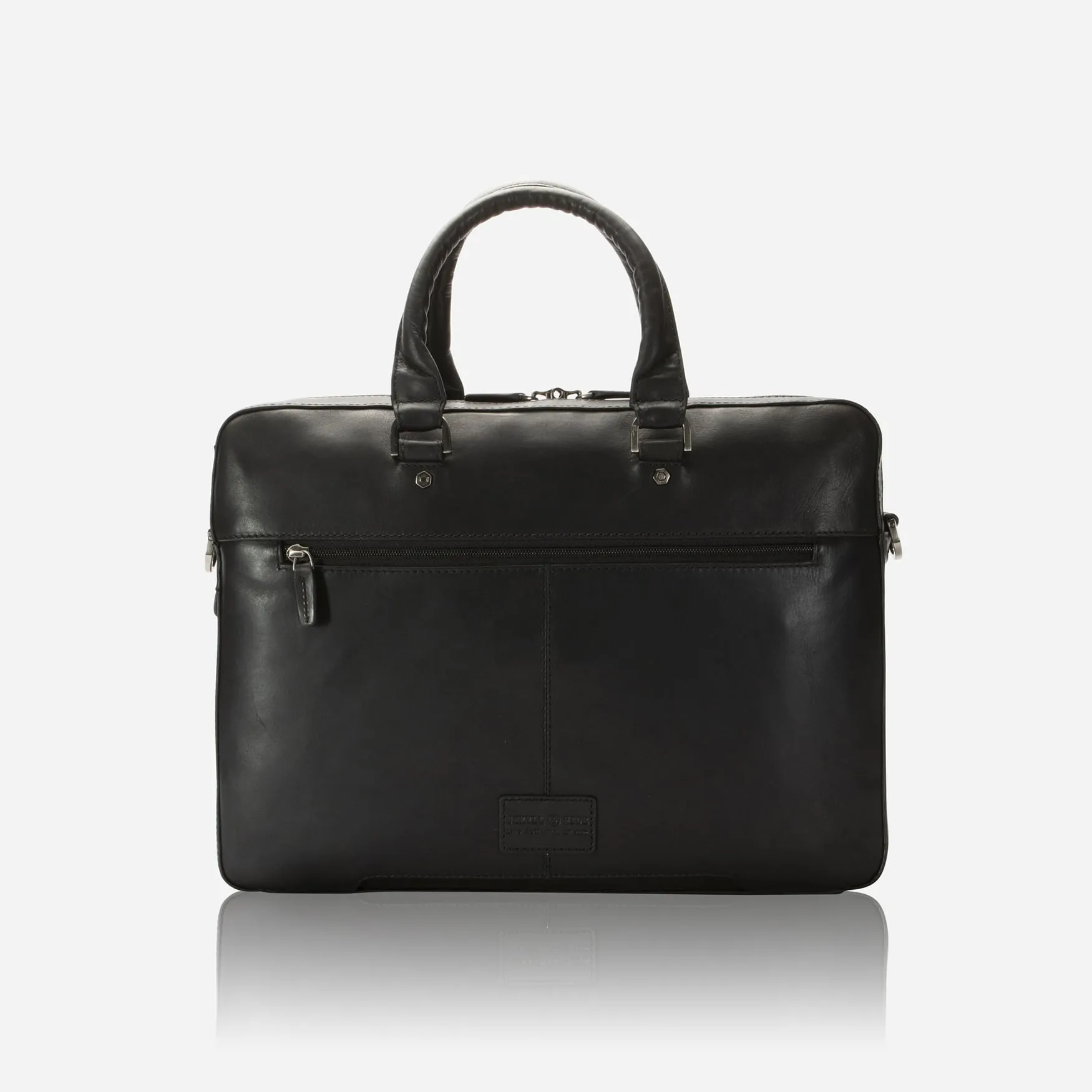 Slim Zip Top Briefcase, Black