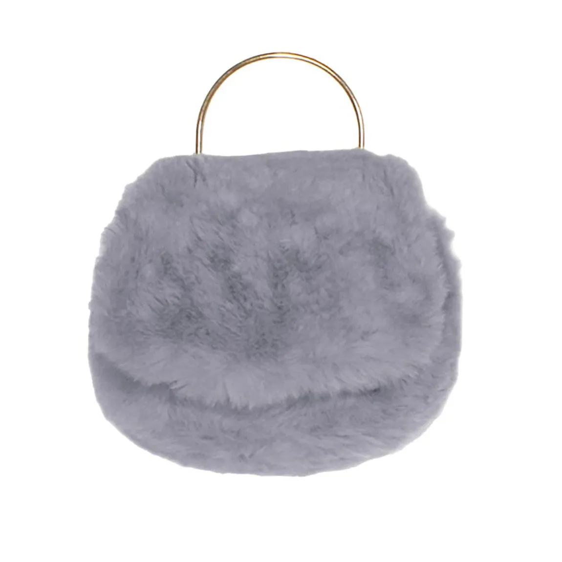 Solid Faux Fur Tote Crossbody Bag