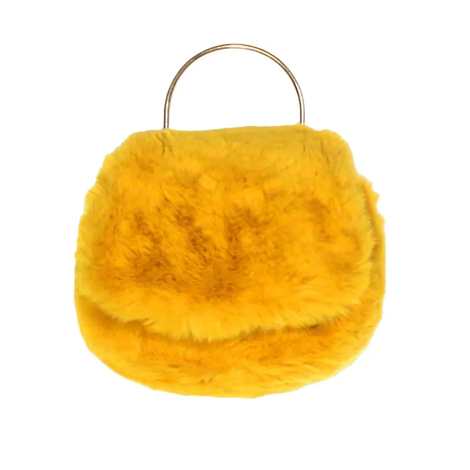 Solid Faux Fur Tote Crossbody Bag