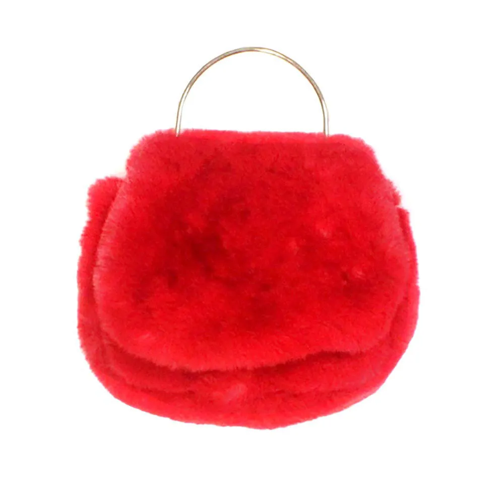 Solid Faux Fur Tote Crossbody Bag