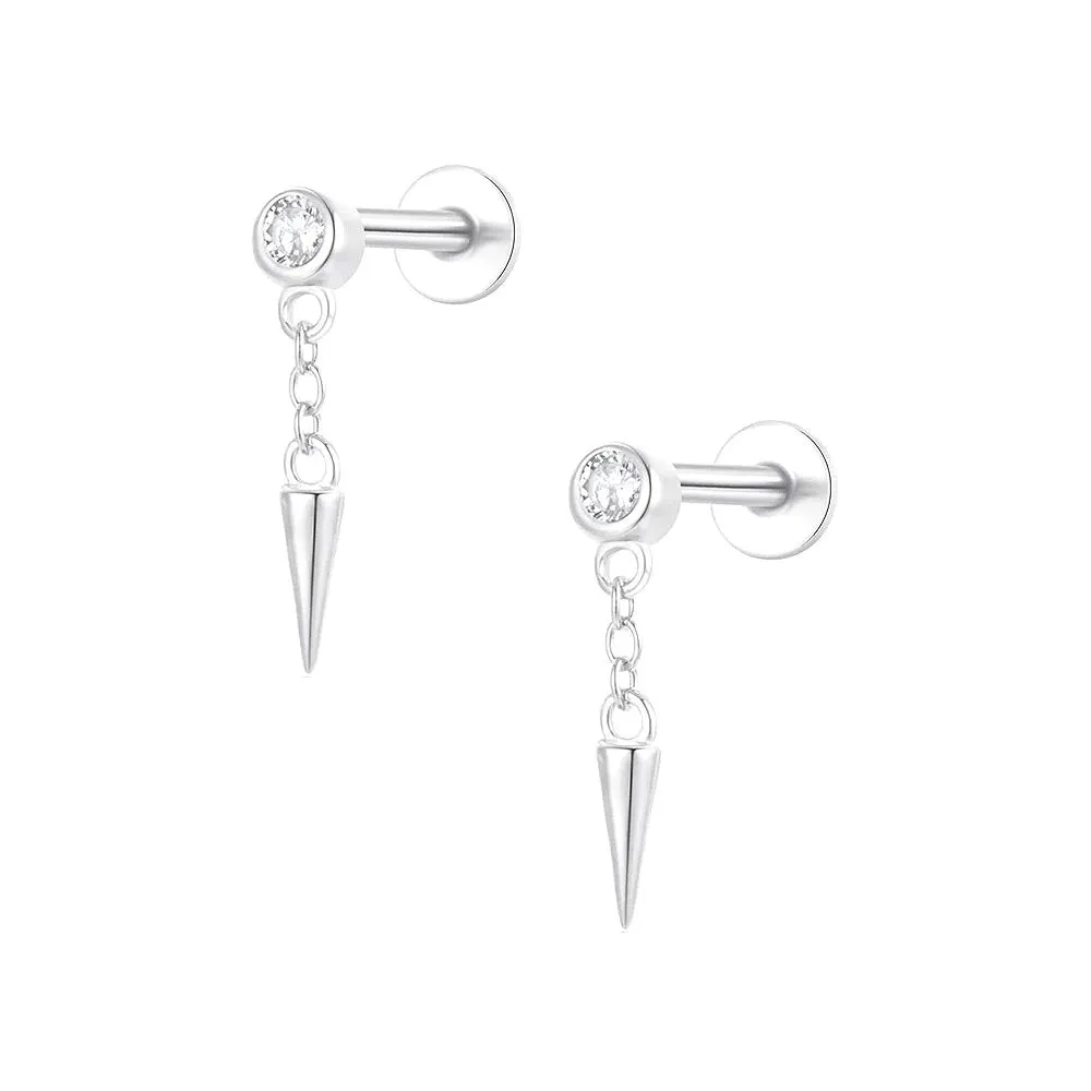 Sterling Silver Cartilage Flat Back Earrings