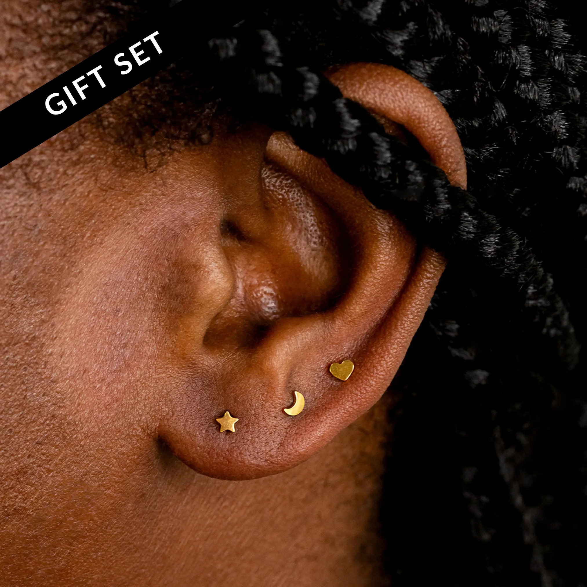 The Charmer Flat Back Sleeper Earrings Studs Set