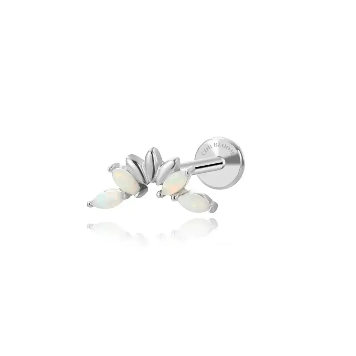 White Opal Seven Petal Piercing Stud