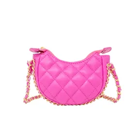 Zomi Gems Tiny Quilted Chain Wrapped Hobo Bag - Hot Pink